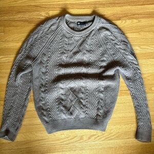 100% Cotton Mocha-Brown Fall Chunky Cable-Knit Sweater